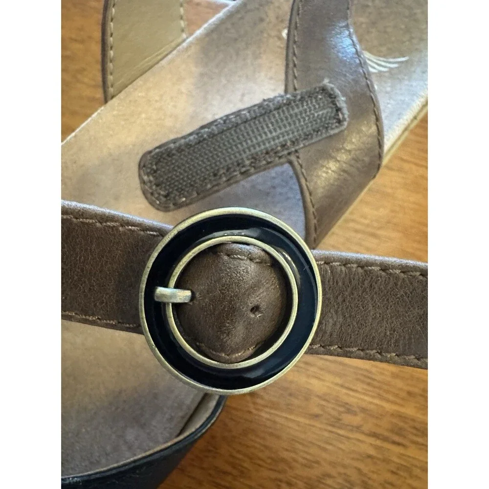 Dansko Women’s EU 38 Black Brown Slingback Comfort Wedge Sandals Open Toe - Picture 7 of 10